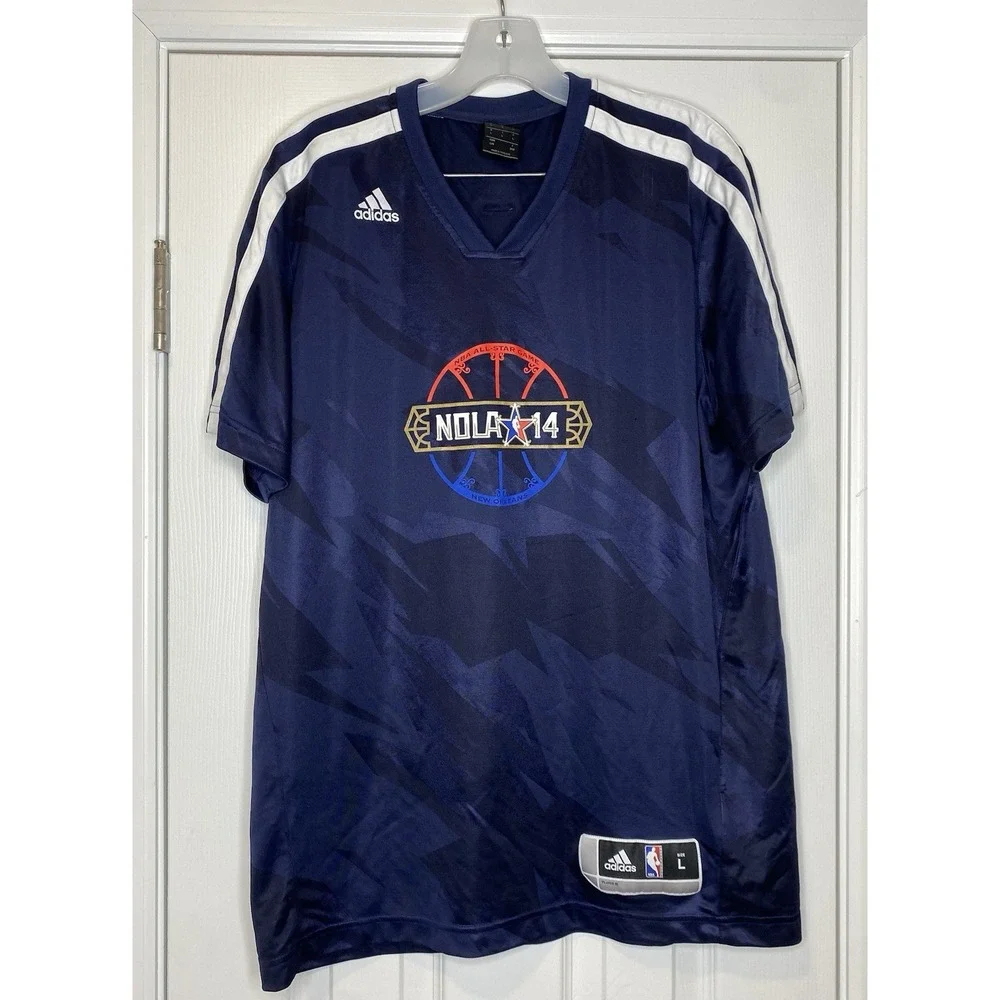 Adidas Men's NBA All Star Nola 2014 Pullover Jersey Shirt Blue Size Large *Read*